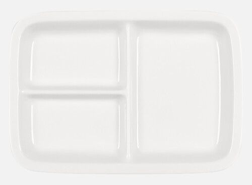 Platter rectangular 3-part pl. bottom 27x19cm