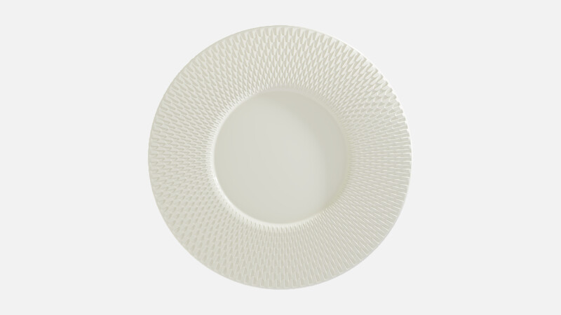 PURITY REFLECTIONS - Plate flat round wide rim embossed - 30cm