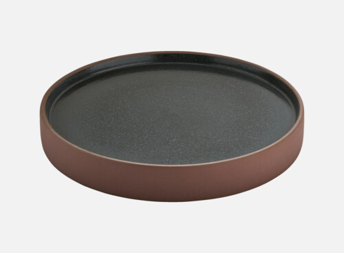 Plate flat/half-deep round brown/black 21cm