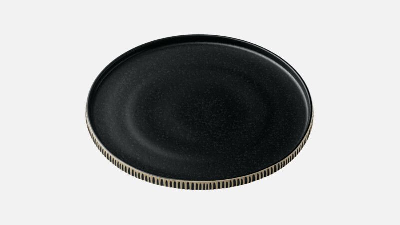 NARA - Teller fl. hoher Rand Relief - Dessertteller black/white 21cm
