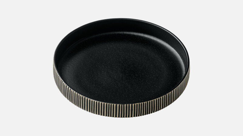 NARA - Teller tf. hoher Rand Relief - Suppenteller black/white 24cm