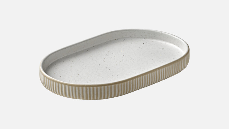 NARA - Platte oval Relief - Servierplatte weiß/white 18cm