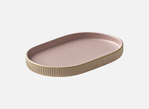 Platter oval embossed rosé 18cm