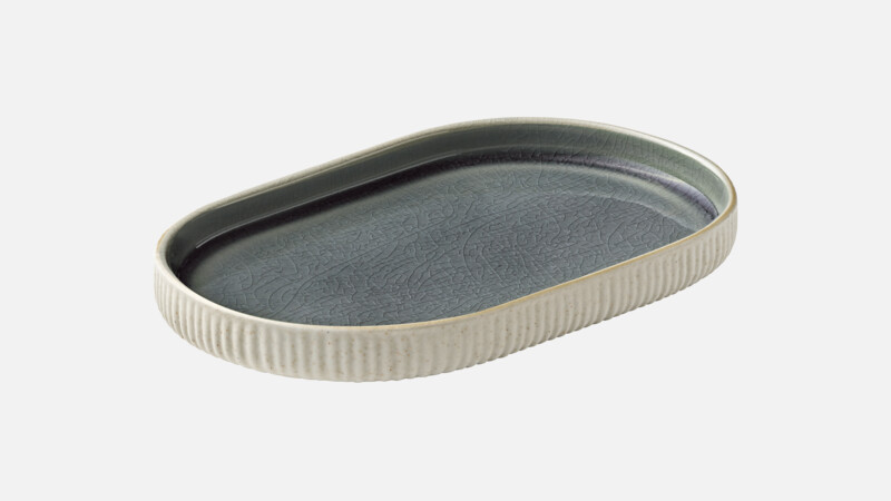 NARA - Platte oval Relief - Servierplatte grau/grey 18cm