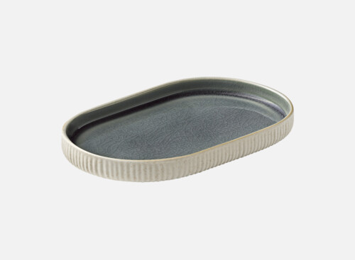 Platter oval embossed grau/grey 18cm