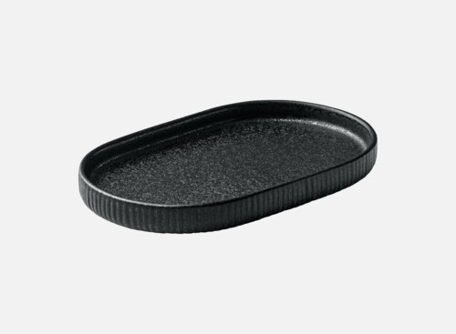 Platter oval embossed schwarz/black 18cm