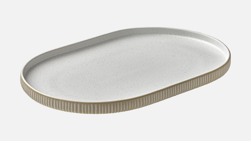 NARA - Platte oval Relief - Servierplatte weiß/white 30cm