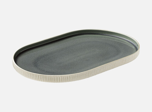 Platter oval embossed grau/grey 30cm