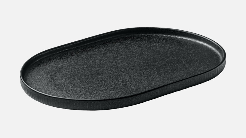 NARA - Platte oval Relief - Servierplatte schwarz/black 30cm