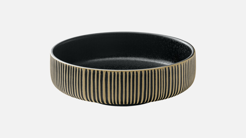 NARA - Schale rund Relief - black/white 12cm/0.33l