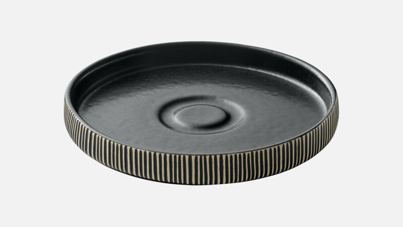 NARA - Untertasse rund Relief - black/white 15cm