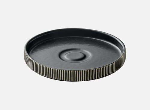 Saucer round embossed black/white 15cm