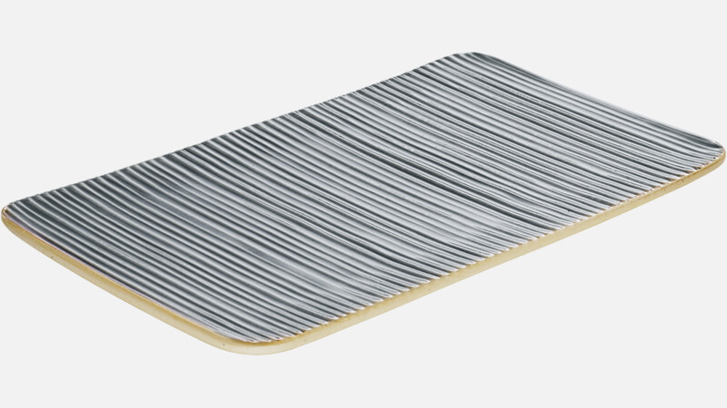 NARA - Platte rechteckig Relief - Servierplatte grau/grey 30x18cm