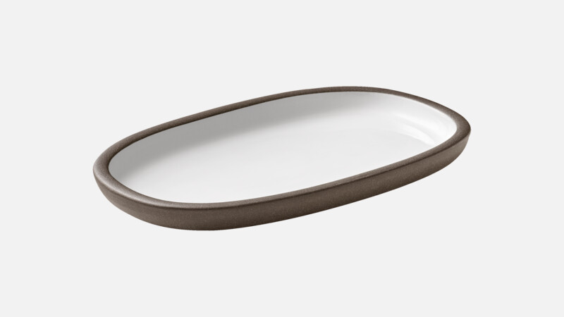 RENEW - Platter oval coupe - Serving platter weiß/white 19x11cm