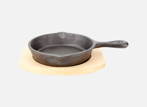 Pfanne m. Holzuntersetzer 14cm