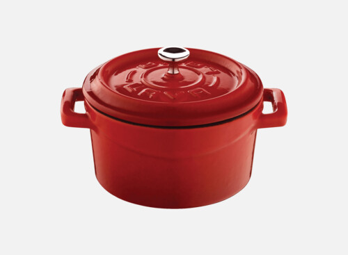 Cocotte enamelled w. lid rot/red 14x10cm