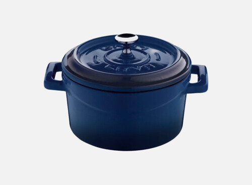 Cocotte enamelled w. lid blau/blue 14x10cm