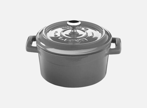 Cocotte enamelled w. lid grau/grey 14x10cm