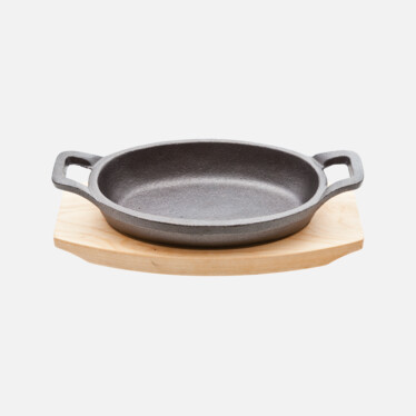 Pfanne m. Holzuntersetzer 20x10cm