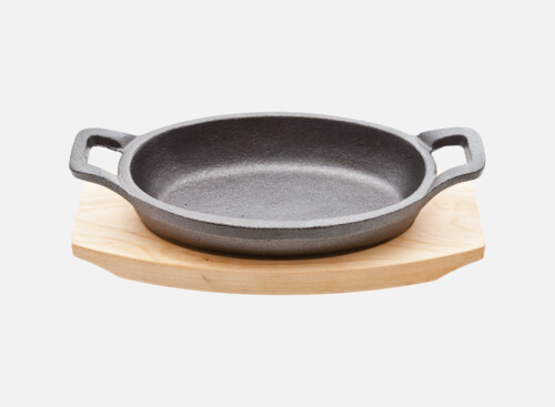 Pfanne m. Holzuntersetzer 20x10cm